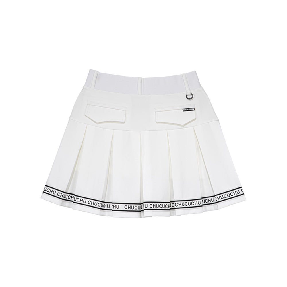 LOGO TAPE PLEATED 女士 百褶短裙