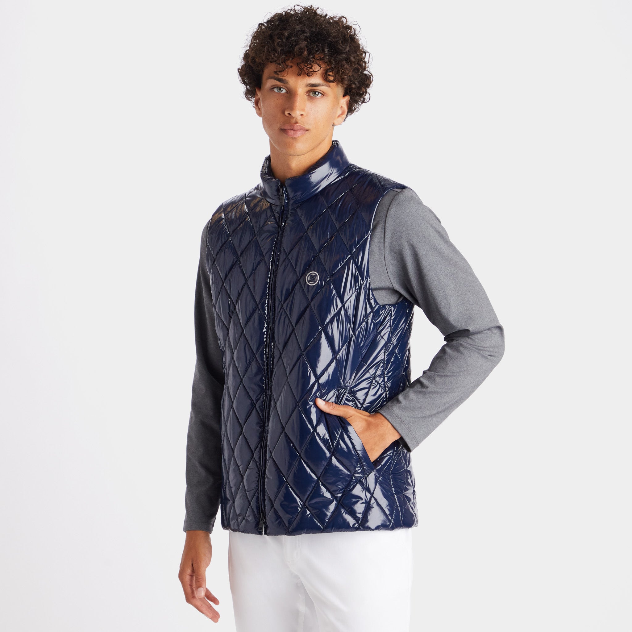QUILTED COATED NYLON WOOL-LINED PUFFER VEST 背心外套
