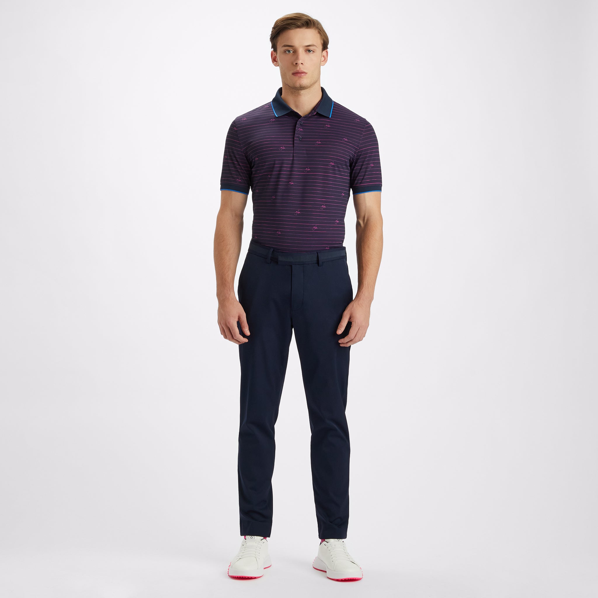 SCRIPT STRIPE RIB COLLAR TECH PIQUÉ POLO衫