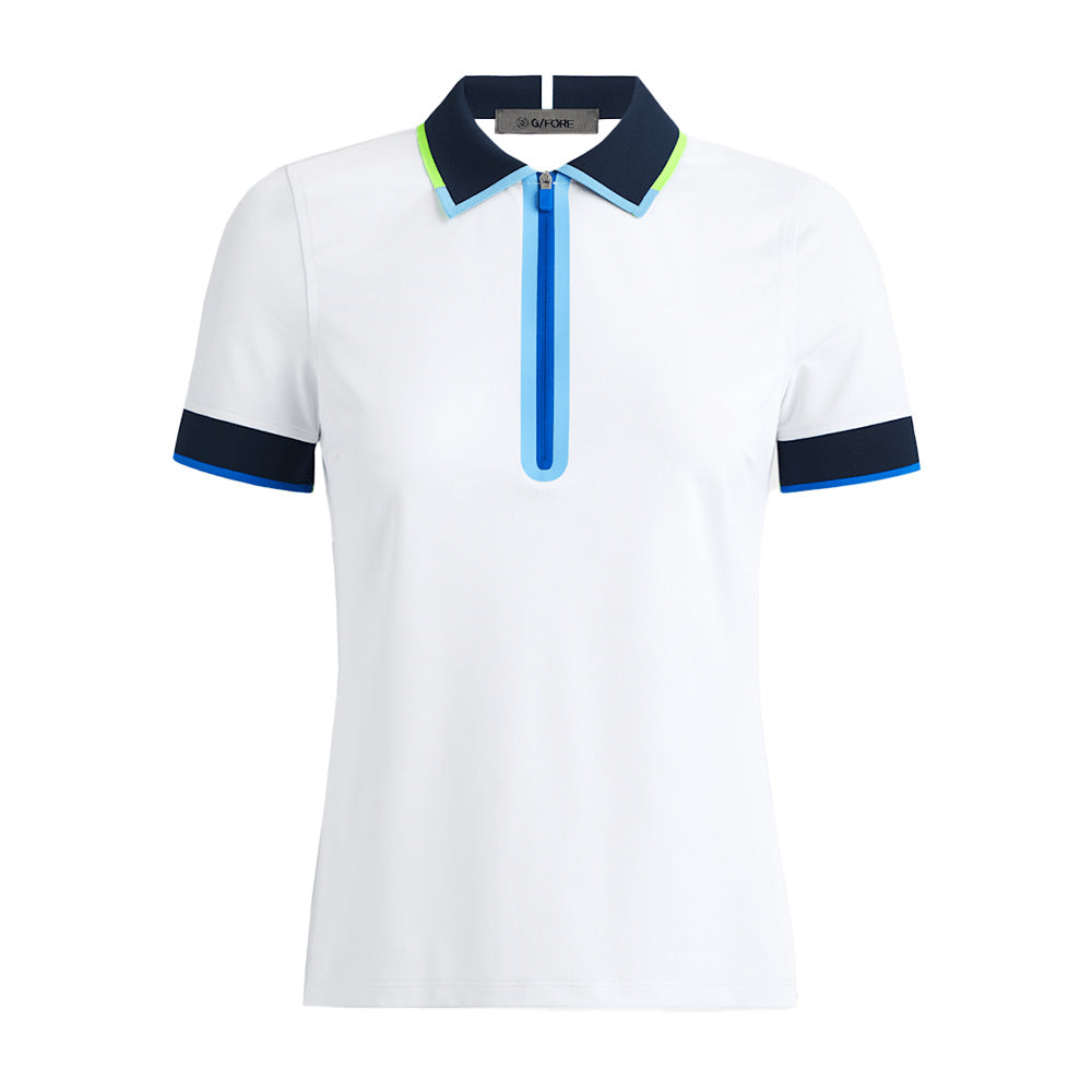CONTRAST QUARTER ZIP POLO 女士 半開襟拉鍊短袖上衣