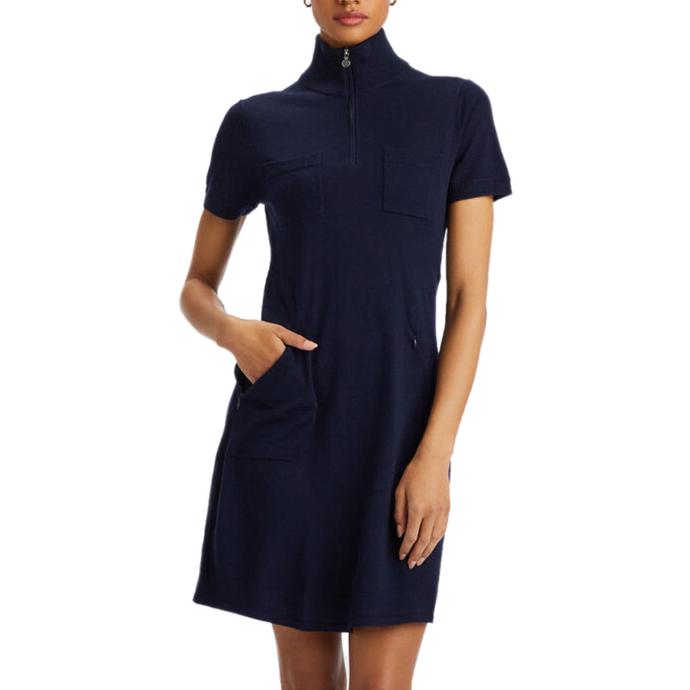 MERINO WOOL QUARTER ZIP POLO SWEATER DRESS 女士 針織連身裙