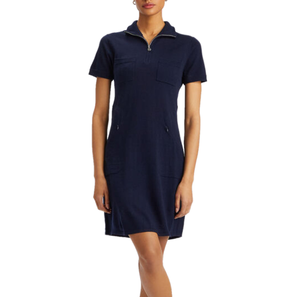 MERINO WOOL QUARTER ZIP POLO SWEATER DRESS 女士 針織連身裙