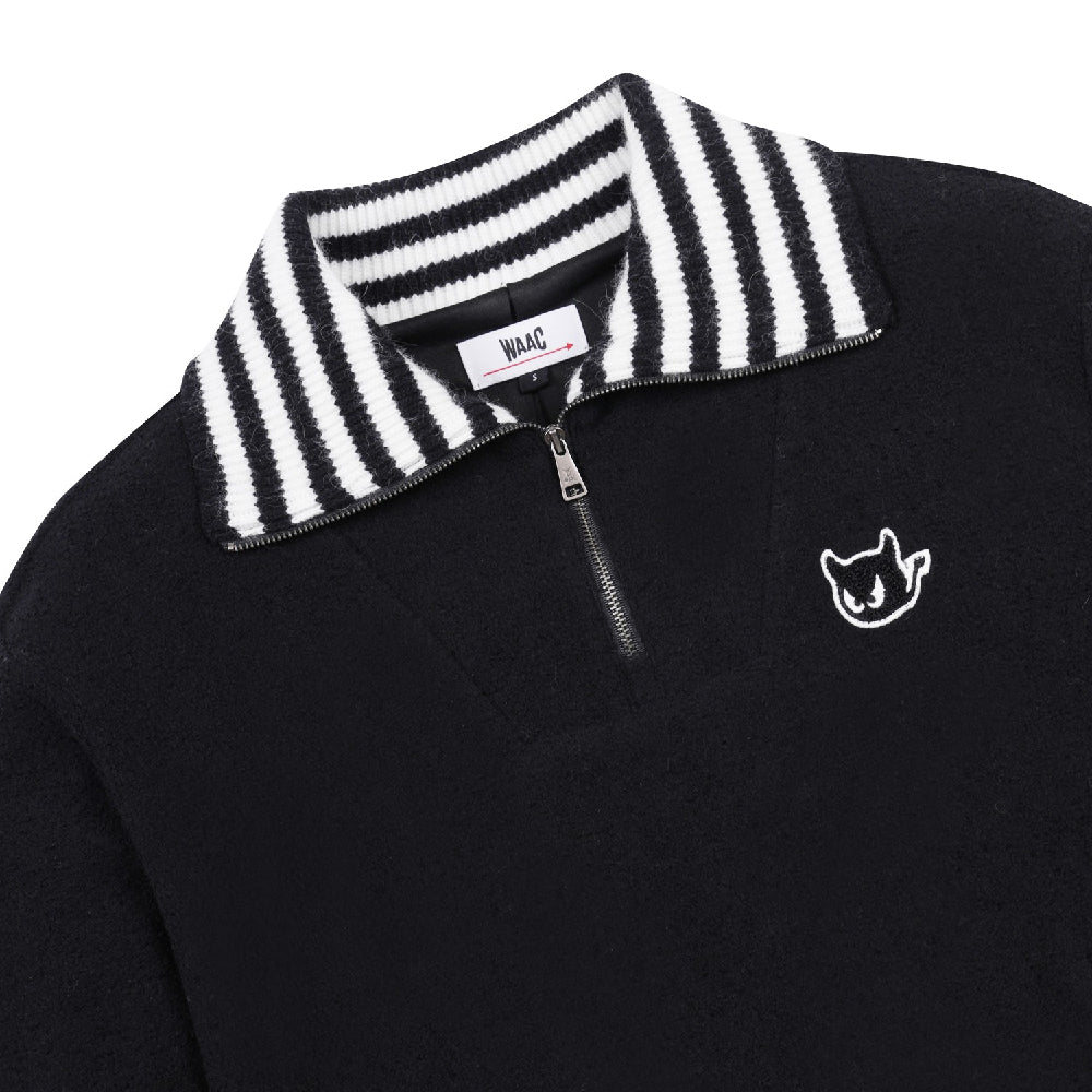 KNIT COLLAR HAIRY SWEATSHIRTS 女士 半開襟長袖上衣