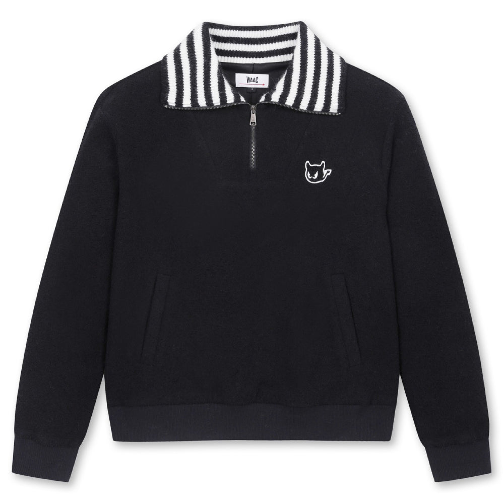 KNIT COLLAR HAIRY SWEATSHIRTS 女士 半開襟長袖上衣