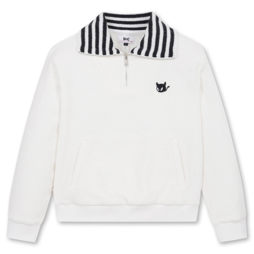 KNIT COLLAR HAIRY SWEATSHIRTS 女士 半開襟長袖上衣