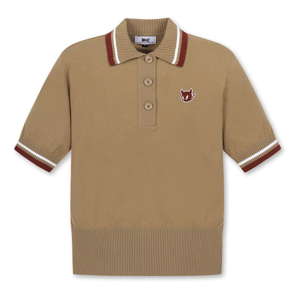 TIPPING COLLAR SHORT SLEEVES SWEATER 女士 翻領針織上衣