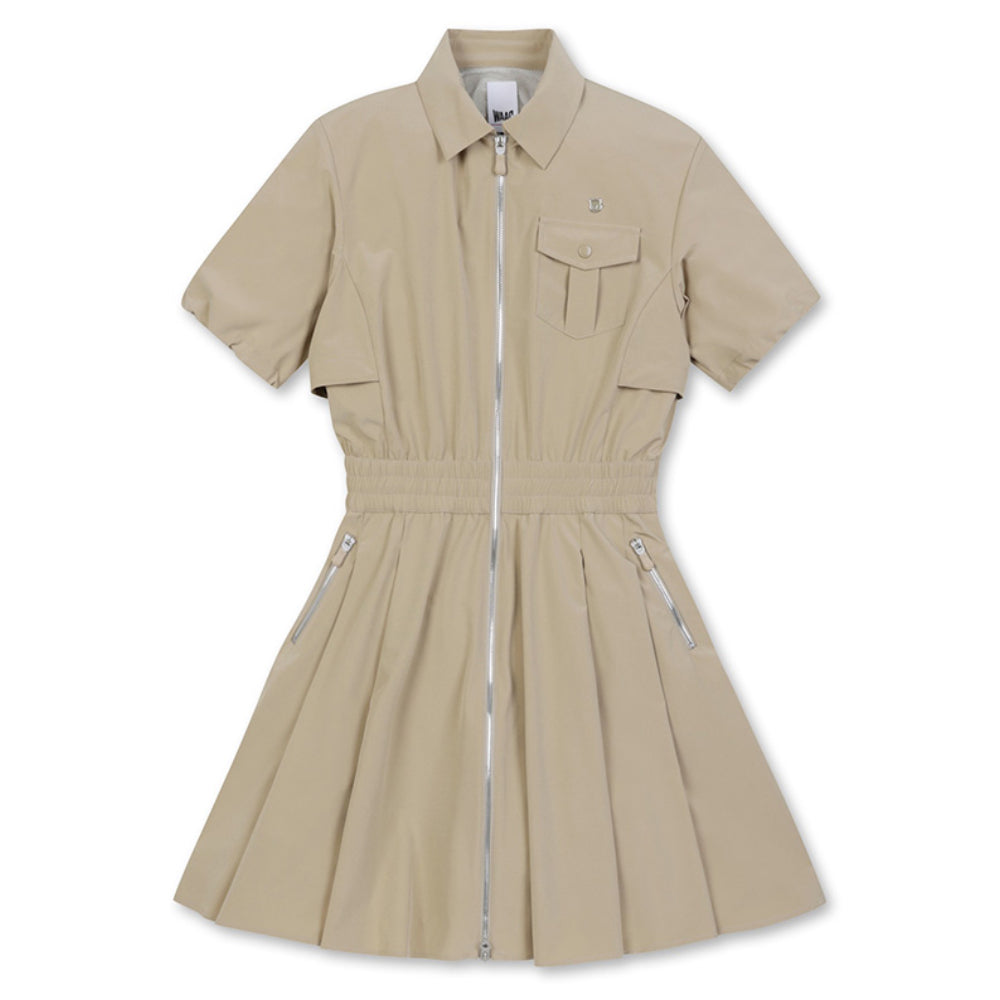 WOVEN DRESS 女士 拉鍊短袖洋裝
