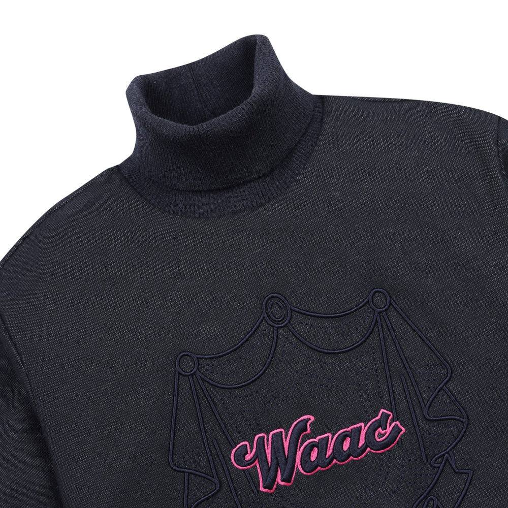 DENIM-LIKE HIGH-NECK SWEATSHIRTS 女士 高領長袖上衣
