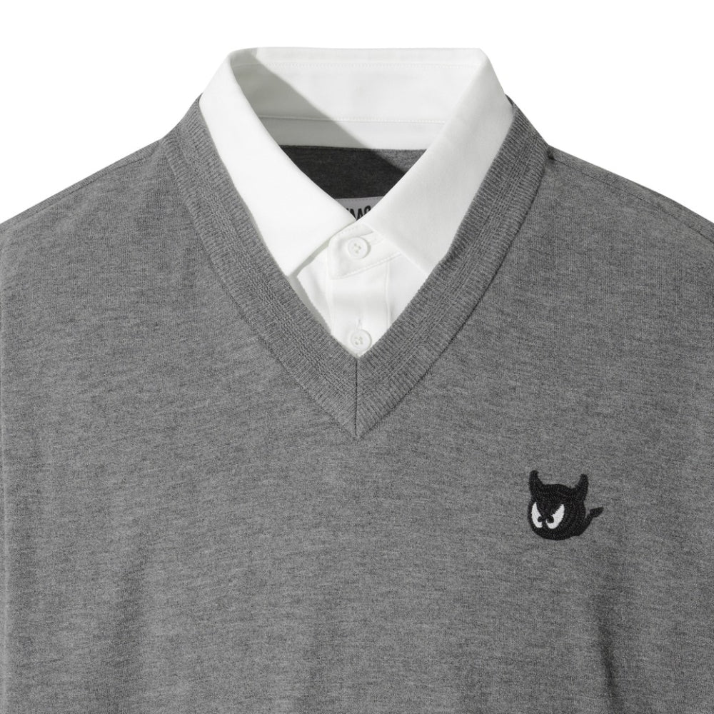 FAKE LAYER V-NECK SWEATER 男士 假兩件V領毛衣