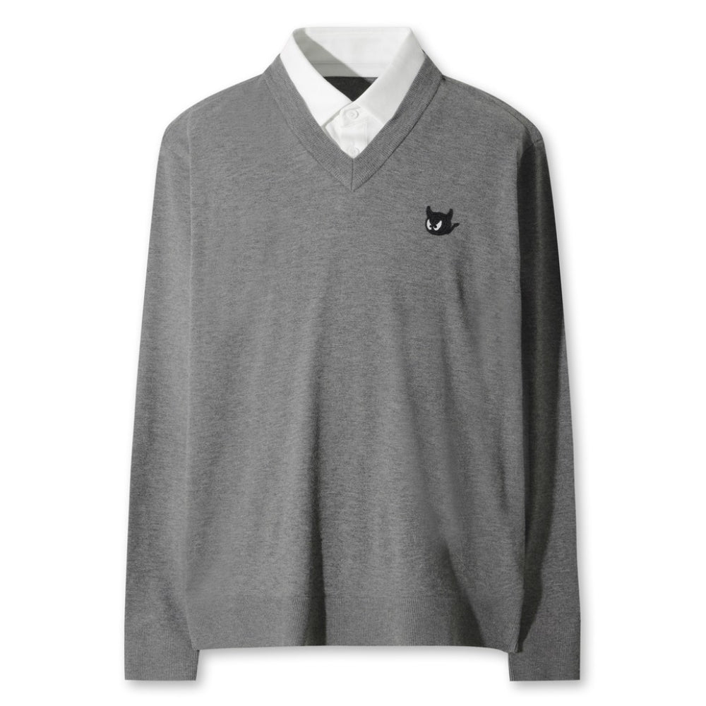 FAKE LAYER V-NECK SWEATER 男士 假兩件V領毛衣