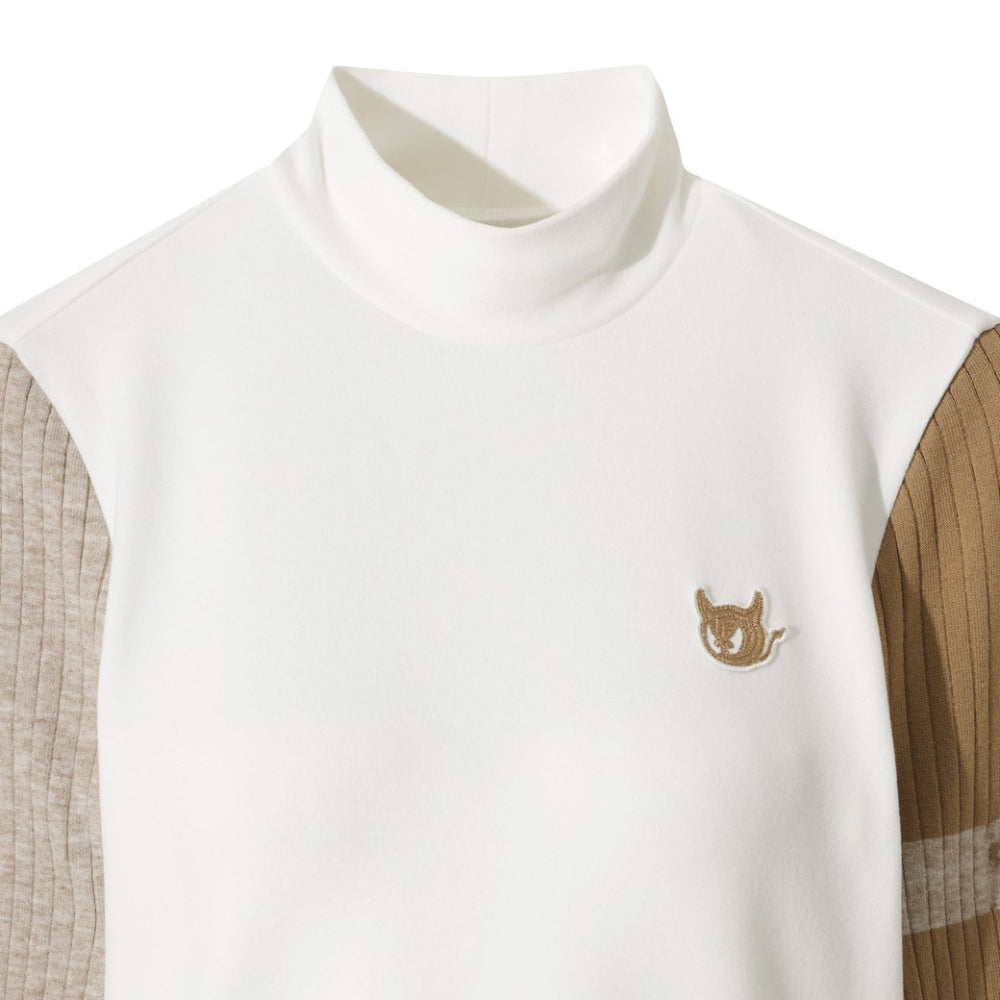 KNIT RIB COLOR HYBRID PULLOVER 女士 高領撞色長袖上衣