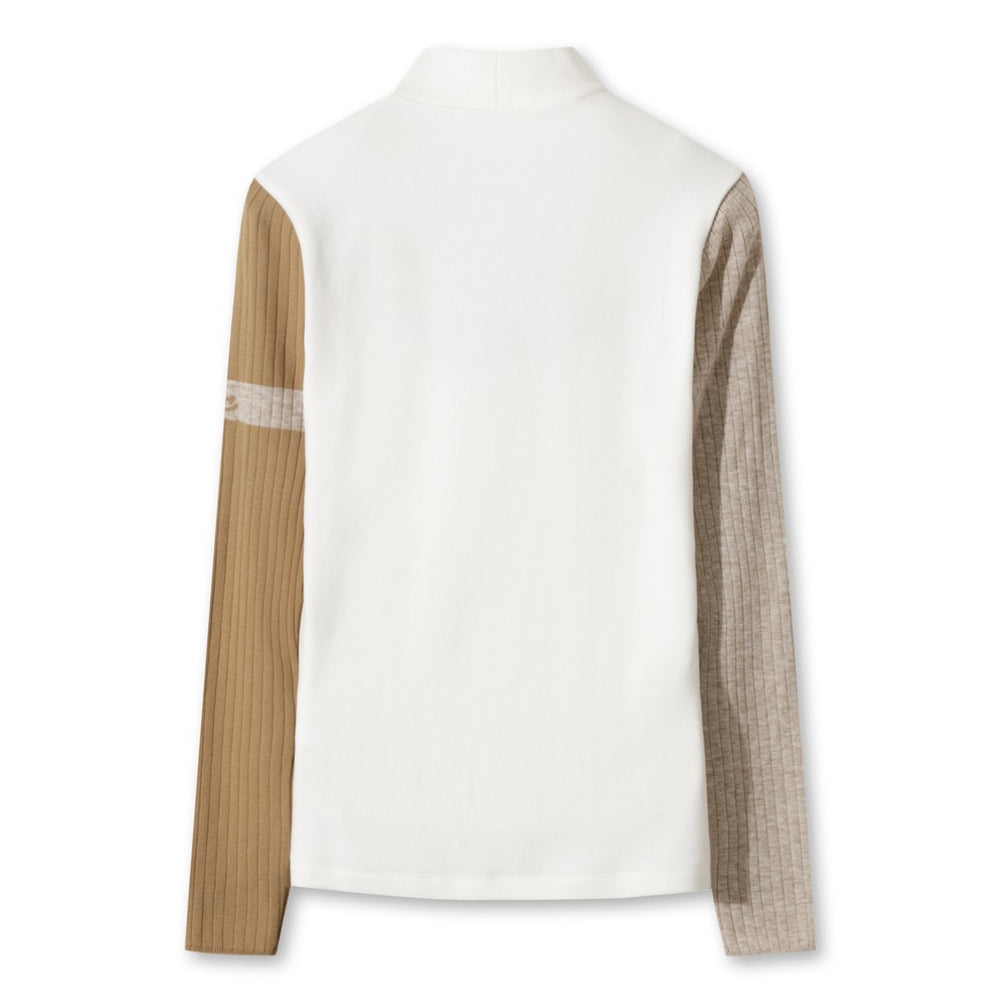 KNIT RIB COLOR HYBRID PULLOVER 女士 高領撞色長袖上衣