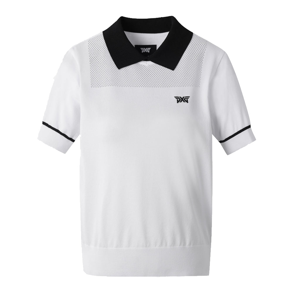 SHORT SLEEVE KNIT 女士 透氣翻領短袖上衣 - ASH GOLF Taiwan