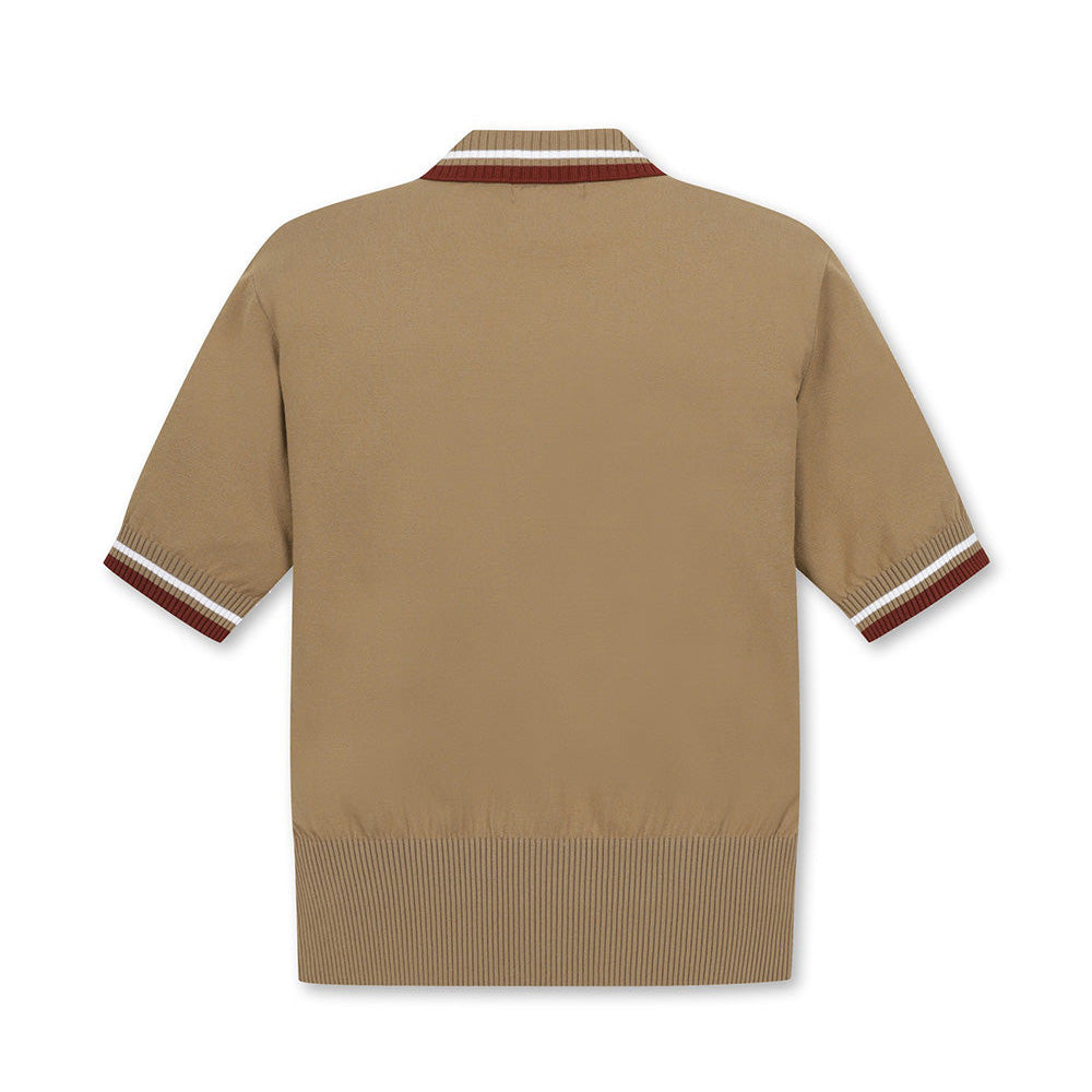 TIPPING COLLAR SHORT SLEEVES SWEATER 女士 翻領針織上衣
