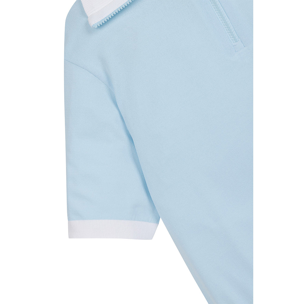 BIG COLLAR SS HALF ZIP SWEATER 女士 半開襟拉鍊短袖上衣