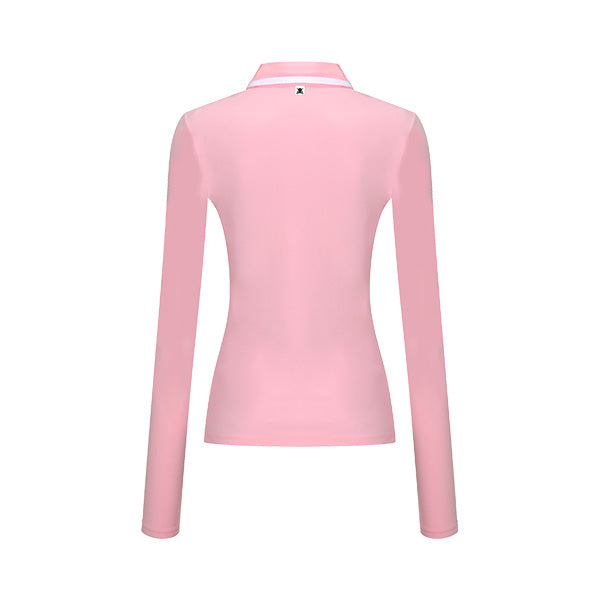 TAPE POINT POLO 女士 學院風緞帶長袖POLO衫